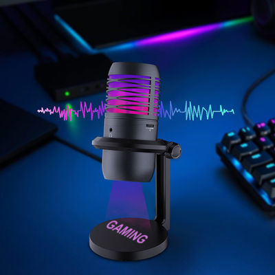 RGB освещая микрофон конденсатора USB для течь и записывать