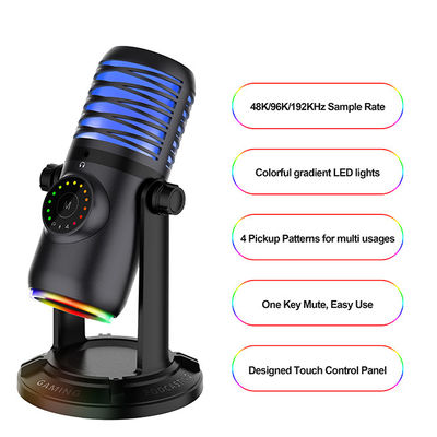 Течь Podcast микрофон игры USB RGB Mic конденсатора для ПК PS4 PS5 ноутбука