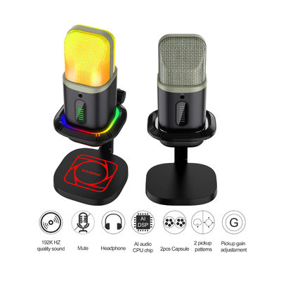 Микрофон кардиоиды микрофона конденсатора USB RGB всенаправленный со светами СИД